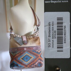 Myra Bag - Ohana Shoulder Bag NWT Leather Bohemian Print with Feathers
